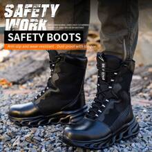Botas tácticas militares para hombres, impermeables y a prueba de polvo, botas de trabajo para desierto, ligeras, para senderismo al aire libre y motocicleta - Negro - Ver 2