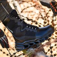 Botas tácticas militares para hombres, impermeables y a prueba de polvo, botas de trabajo para desierto, ligeras, para senderismo al aire libre y motocicleta - Negro - Ver 6