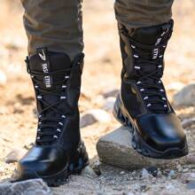 Botas tácticas militares para hombres, impermeables y a prueba de polvo, botas de trabajo para desierto, ligeras, para senderismo al aire libre y motocicleta - Negro - Ver 8