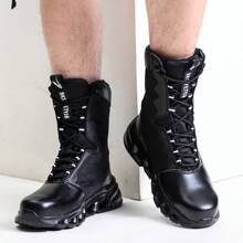 Botas tácticas militares para hombres, impermeables y a prueba de polvo, botas de trabajo para desierto, ligeras, para senderismo al aire libre y motocicleta - Negro - Ver 9