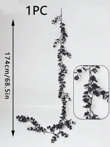 1 件装黑色桉树花环人造悬挂植物藤蔓适用于万圣节餐桌壁炉前门家居装饰、圣诞节 - 黑色尤加利藤條 - 查看 2