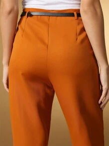 Female Fashion Pantaloon Pants With Black Belt/Military Green Color Black  Brown/Tailoring/Pantalona/Summer Winter/Christmas Collection / Elegant / Casual / Stylish / Feminine /Christmas Look / Light/ Comfortable/ 2024 Collection - Cà phê nâu - Xem 4