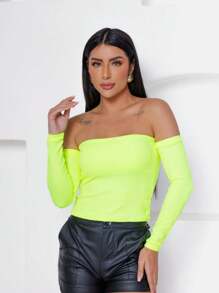 Cropped Neckline With Sleeves - 青檸色 - 查看 3