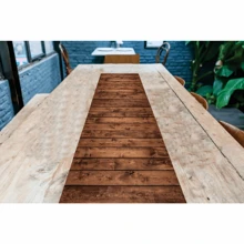 Exclusive Printed Table Runner Fabric Heart Table Set - Rustic Wood - View 1