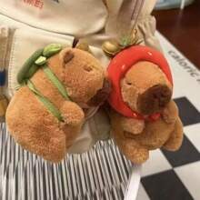 1pc Capybara Plush Doll Backpack Accessory Keychain, Creative & Cute Gift For Girlfriend Or Best Friend - Multicolor - View 1