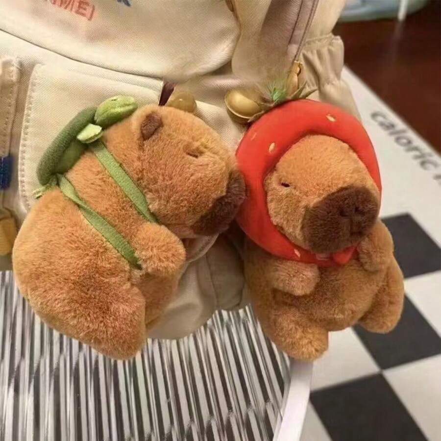1pc Capybara Plush Doll Backpack Accessory Keychain, Creative & Cute Gift For Girlfriend Or Best Friend - Multicolor - View 1