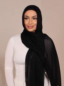 1pc Plus Size 180*90cm Women's Solid Color Breathable Soft Modal Hijab Scarf Headband For Abaya Women Veil