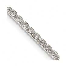 925 Sterling Silver 2.5mm Round Spiga Chain Necklace 20" - White - View 3