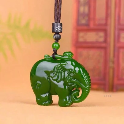 1 Natural Jade Elephant Pendant, Gemstone Animal Jewelry, Animal Pendant, A Variety Of Colors To Choose From, Handmade Unique Necklaces, Children's Gifts, Gifts For Family Members, Holiday Gifts.