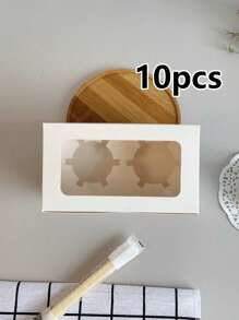 5pcs/10pcs Paperboard Cupcake/Pastry Boxes, Suitable For Baked Goods, Festivals, Parties
