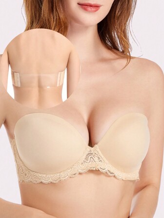 YANDW Strapless Push Up Multi-Wear Bralette Underwire Lightly Padded Bra For Wedding, Lingerie