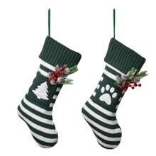 1PC Kerstkousen Gestreepte Gebreide Kerstsokken Kerstcadeau Snoepzak Kerstboom Open Haard Hangende Sok Wintervakantie Familiefeest Decoratieve Kous Ornamenten, Halloween, Halloween Decoratie - Veel kleurig - Bekijken 6