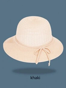 1pc Vintage Lightweight Elegance Versatile  Bow Decor Round Top Straw Hat, Breathable Large Brim Summer Sun Hat, Outdoor Wear, Women Daily/Gift
