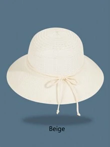1pc Vintage Lightweight Elegance Versatile  Bow Decor Round Top Straw Hat, Breathable Large Brim Summer Sun Hat, Outdoor Wear, Women Daily/Gift