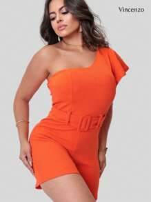Women's Romper Short Jumpsuit - Naranja - Ver 3