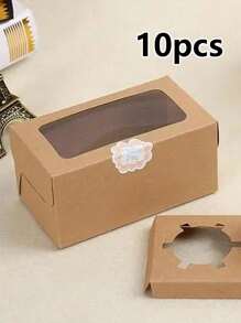 5pcs/10pcs Paperboard Cupcake/Pastry Boxes, Suitable For Baked Goods, Festivals, Parties