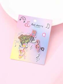 3pcs/Card Music Note Shaped Zinc Alloy Enamel Cute Brooch Badges For Girls, Suitable For Daily Accessory Use On Bags, Hats - Multicolor - View 4
