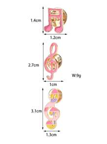 3pcs/Card Music Note Shaped Zinc Alloy Enamel Cute Brooch Badges For Girls, Suitable For Daily Accessory Use On Bags, Hats - Multicolor - View 2