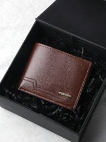 Męski portfel i etui w nowym stylu z klipsem na banknoty, ramką na zdjęcie identyfikacyjne i wieloma przegródkami na karty, modny, swobodny klips na banknoty dla młodych mężczyzn, ultracienki, miękki portfel ze skóry PU, organizer na karty Męski biznesowy, swobodny, krótki portfel ze skóry Pu - Brązowy - Zobacz 1