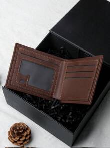 Męski portfel i etui w nowym stylu z klipsem na banknoty, ramką na zdjęcie identyfikacyjne i wieloma przegródkami na karty, modny, swobodny klips na banknoty dla młodych mężczyzn, ultracienki, miękki portfel ze skóry PU, organizer na karty Męski biznesowy, swobodny, krótki portfel ze skóry Pu - Brązowy - Zobacz 2