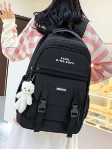 5pcs/Set Back To School Backpack Set, Classic Basic Backpack Set, Large Capacity Multi-Piece Set, Includes Backpack, Handbag, Crossbody Bag, Pencil Case And Coin Purse, With Laptop Compartment. Casual & Fashionable Multi-Functional Backpack, Contrasting Color High-Quality Canvas Material, Adjustable Shoulder Straps And Spacious Multi-Pocket Design.