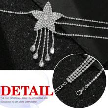Stone Waist Chain Silver Star Crystal Belly Chains Sparkly Party Body Jewelry A - Silver - View 6