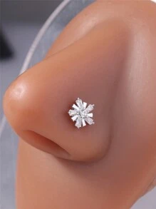 1入組鑽石鈦鋼鑲嵌雪花形鼻釘,l型骨鼻針身體珠寶 - L058 - 查看 2