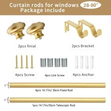 1 套金属窗帘杆，装饰性强且易于安装的窗帘杆，防水防锈铁/不锈钢，坚固承重，直径 1 英寸，多节可拆卸可调节，适用于卧室、浴室、客厅、厨房窗户的多功能窗帘轨道 - 彩色 - 查看 23