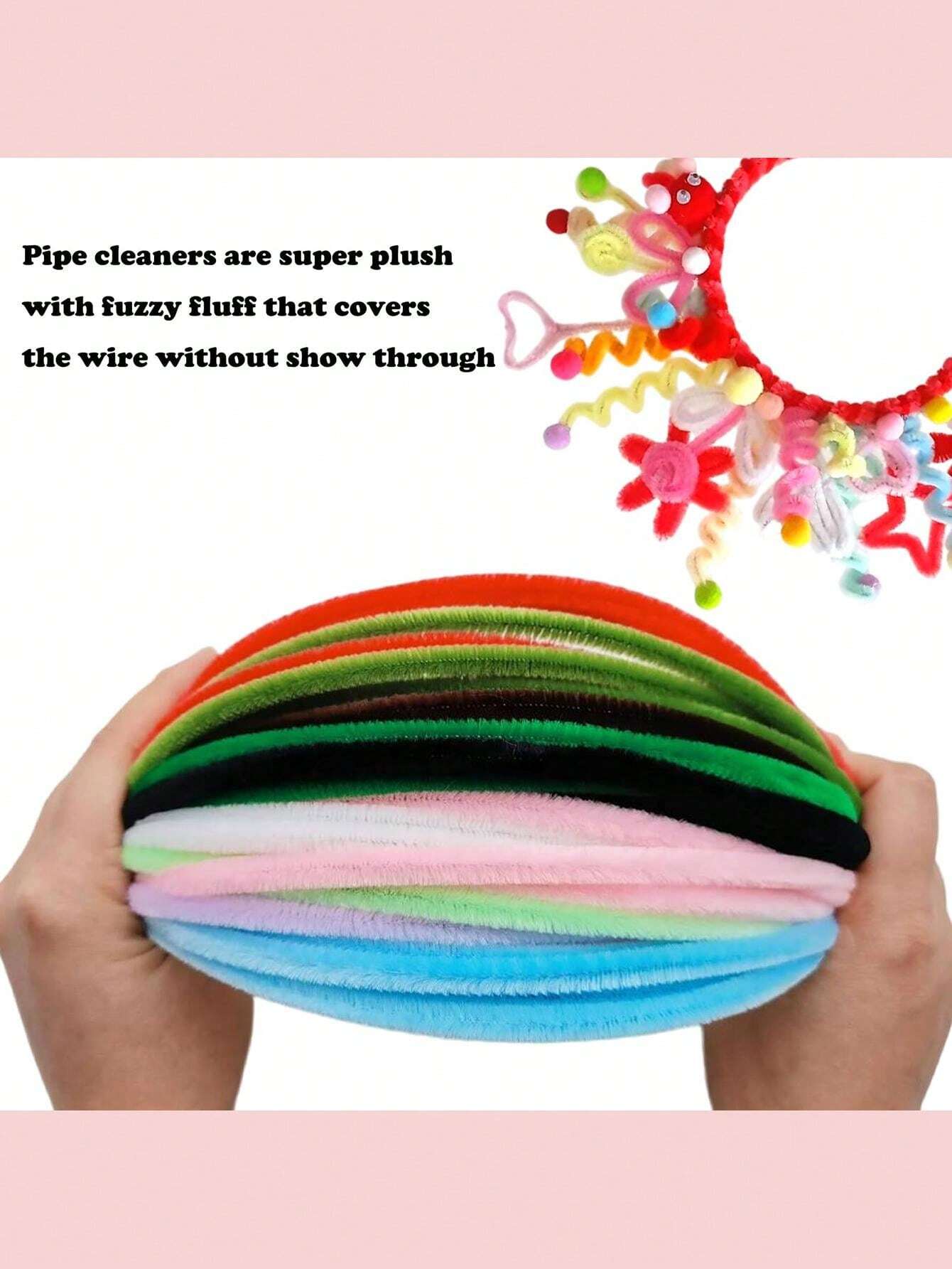 100/200//300/500/700pcs Macaron Pipe Cleaners Craft Supplies, 7 Colors