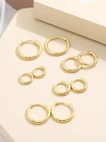 10 件简约光滑环形耳环，小巧精致环形耳环，适合女士时尚耳环 - 金色 - 查看 9