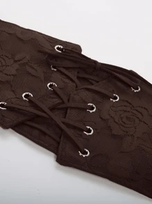 1pc Women's Coffee-Color Lace Waist Elastic Waistband, Sexy Waist Cincher Suitable For Halloween Party, Commute, Gathering, Street Style - Brown - View 4