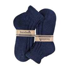 Sock Snob 1 Pack Ladies Chunky Ribbed Low Cut Wool Blend Ankle Socks (Navy) - Fast Shipping And Quick Delivery - Navy Blue - View 2