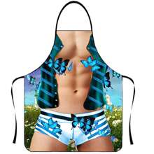 1pc Muscular Man Printed Chef Apron, Sleeveless Waterproof And Stain-Resistant Apron, Creative Funny High-Definition Printing, Suitable For Home Cooking, BBQ, Party
