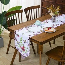 1pc, Elegant Handmade Table Runner:  Polyester Fiber With Unique Butterfly And Flower Design, Suitable For Desktop Decoration, Picnic Parties And Home Decoration. - Purple - View 18