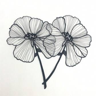 1 buc. Patch brodat cu flori negre