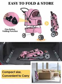 Dog Stroller, 3 Wheels Pet Cat Jogger Stroller, Folding Carrier Waterproof Puppy Stroller With Cup Holder & Removable Liner, Dog Strollers For Small Dogs, For Small And Medium Pets