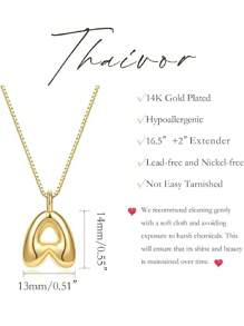 suteyi Bubble Letter Necklace Gold 14K Gold Plated Necklace Initial Necklaces For Women Dainty Bubble Alphabet Pendant Personalized Jewelry Gift - Gold - View 6