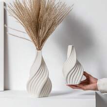 1Pc Minimalist Style Stripe Shape White Ceramic Vase Bedroom Living Room Home Decor Flower Vase Rama Decoration Rama Room Decor Glass Vase