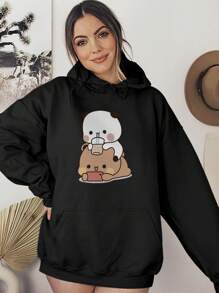 Blouse Sweatshirt Teddy Bears Cute Couple Love KANGARO 1220 Fluxo Fx - màu đen - Xem 3