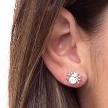 Spider Rhinestone Earring BC2317 - 銀 - 查看 2