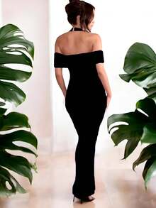 Women Long Dresses - 黑色 - 查看 2