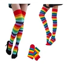 Emilia Rainbow Striped Colorful 7/8 Stockings Fancy Party - Nhiều màu - Xem 1