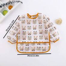 1pc Waterproof Cartoon Bear Printed Baby Bib With Reverse Wear Design For Boys And Girls - Brown - View 10
