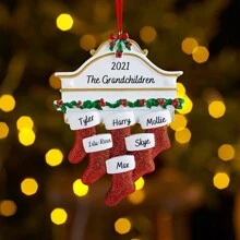 1pc Personalized Christmas Hanging Ornament, Christmas Tree Decoration Pendant, Customized Family Member Name, Gift For Mom, Gift For Grandmother, Gift From Grandchildren To Grandma, Car Hanging Ornament, Holiday Decoration, Family Keepsake Home Decor, 2027 Christmas Room Decoration - Red - View 6