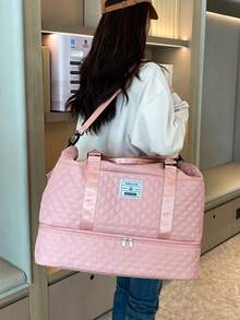 旅行行李袋套装、带单肩包的女士周末旅行包、带鞋隔层的随身旅行包、带湿袋鞋袋的瑜伽健身包、产房医院包、商务、旅行运动包套装 - 粉色 - 查看 3