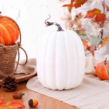 8 Inch Large Orange Fake Pumpkins For Decorating - 2PCS Big Decorative Foam Pumpkins For Fall Decor, Artificial Plastic Pumpkins Perfect For Halloween Decor Thanksgiving Table Decor - Multicolor - View 10