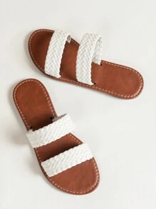 2024 Summer New Women Open Toe Large Size Flat Sandals - White - View 4