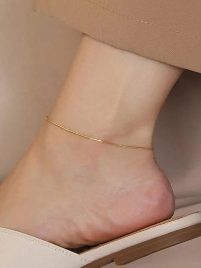 1 件 20+5 厘米不锈钢蛇链脚链可调节脚链礼物适合女士女孩珠宝配饰