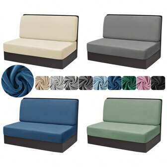 2pcs/Set Solid Color RV Dinette Cushions Covers Soft Stretch Velvet Couch Cover Hotel Booth Seat Covers RV Camper Car Backrest Cover