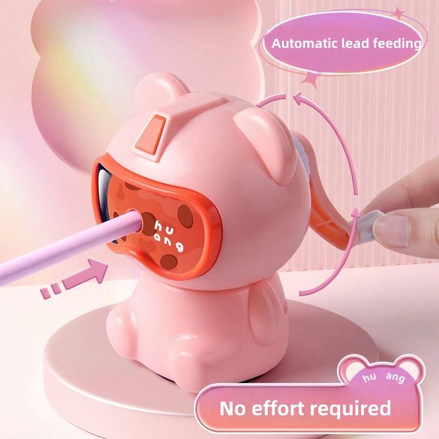 1 pieza Sacapuntas de escritorio apto para lápices (6-8mm) para estudiantes, escuela, oficina, material de oficina, lindo y portátil sacapuntas de doble orificio - Multicolor - Ver 1